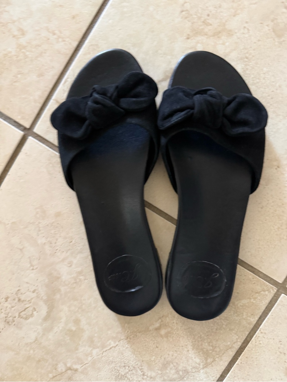 J. Crew Black Bow Slide Sandals